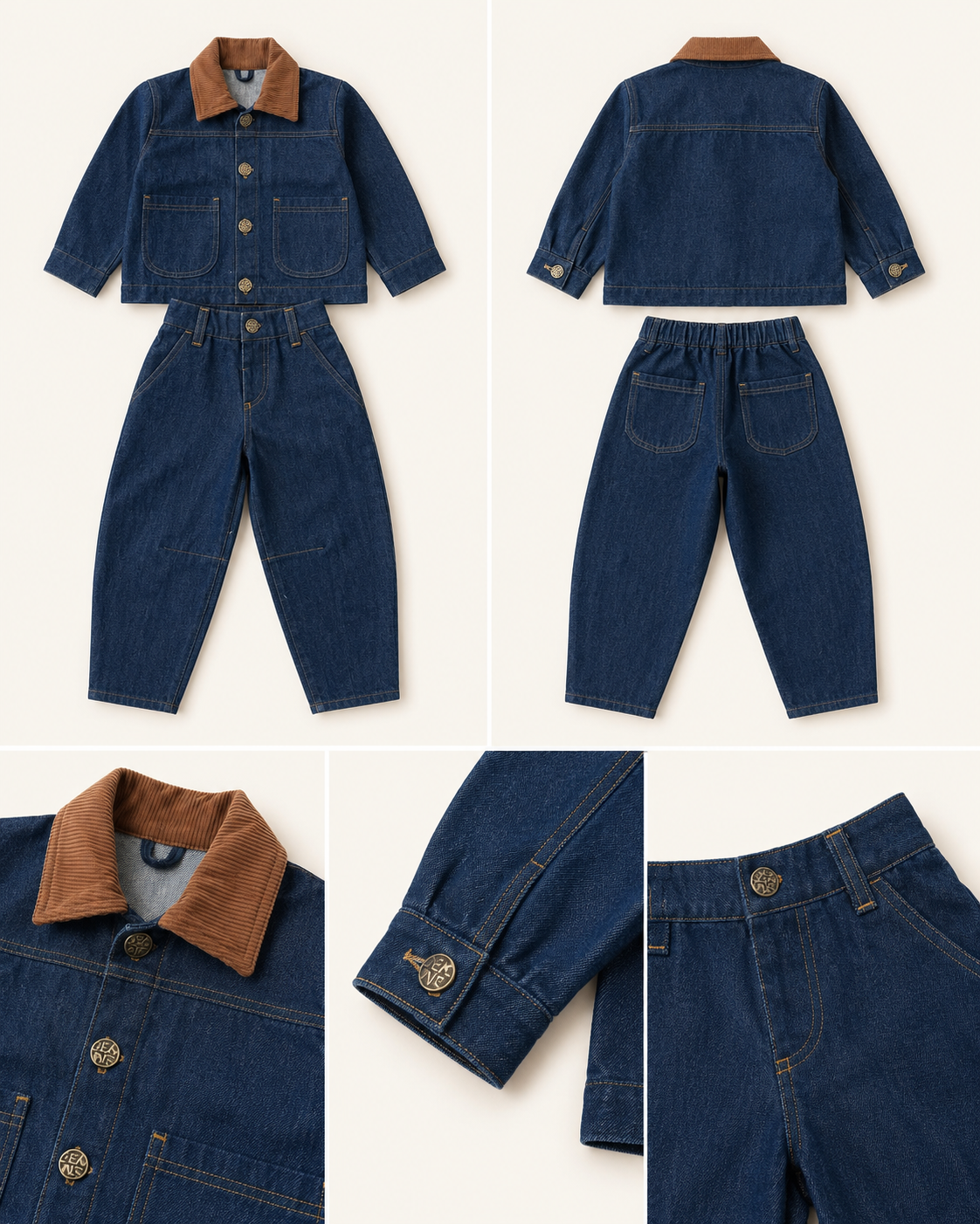 Louder Denim Set – front and back view with detail shots