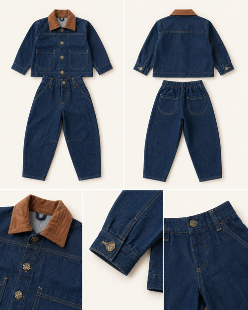 Louder Denim Set – front and back view with detail shots